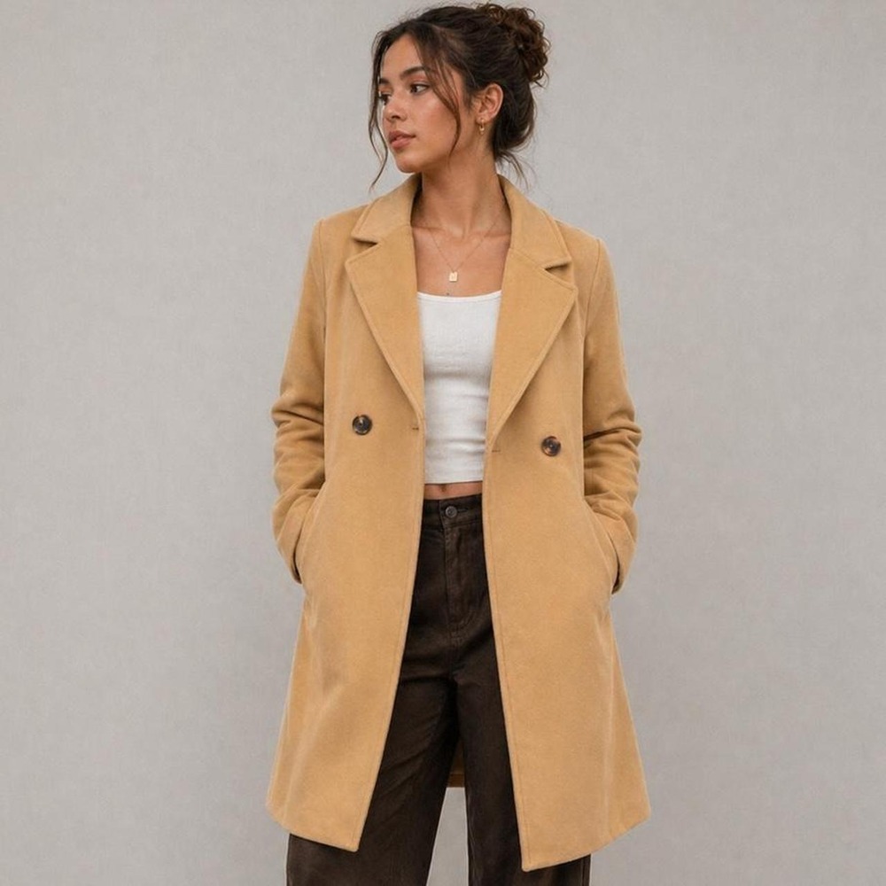 Camel Double-Breasted Coat 🤎✨